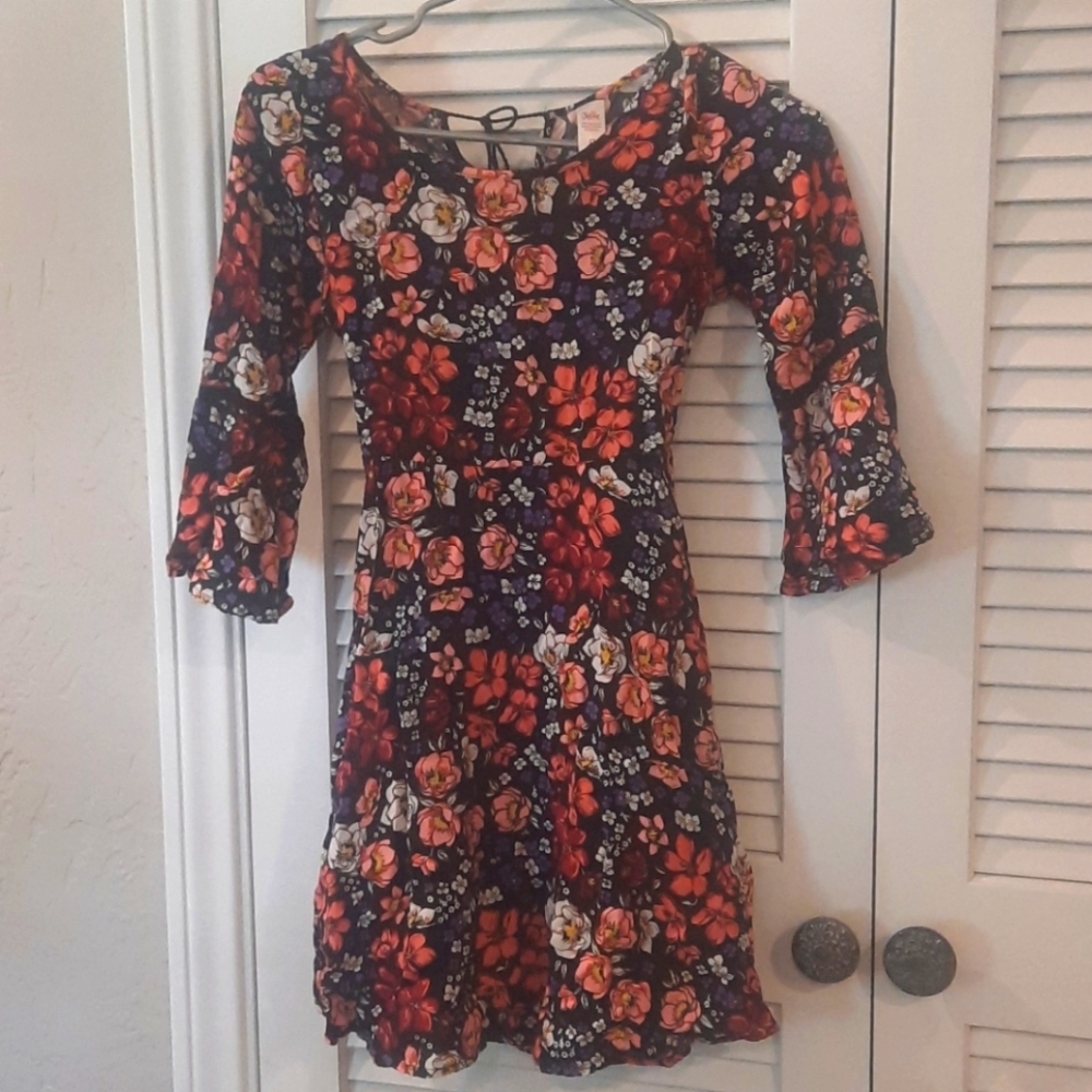 Justice Floral 3/4 Length Sleeve Dress
